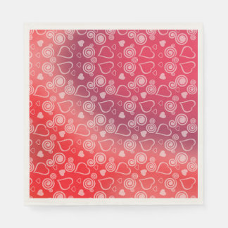 Hearts and Swirls on a Red Gradient Background Napkins