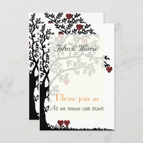 Hearts and Tree Wedding Vows Renewal Invitation