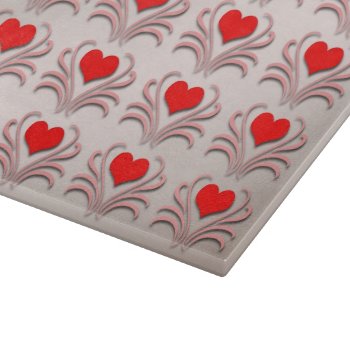 Hearts And Vines Glass Cutting Board (11"x8") by TheHomeStore at Zazzle