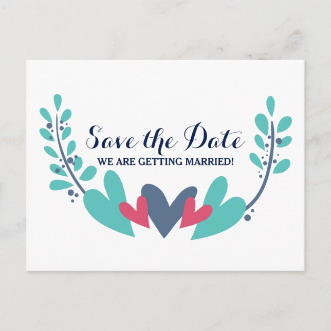 Hearts and Vines Save the Date Postcard (Front)