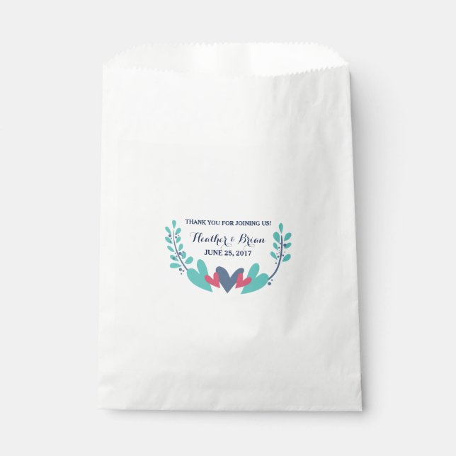 Hearts and Vines Wedding Favor Bags (Front)