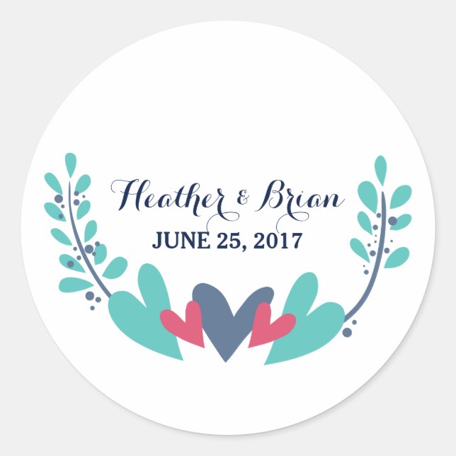 Hearts and Vines Wedding Stickers (Front)