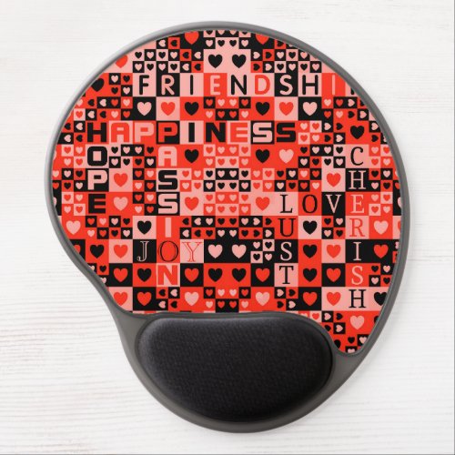 Hearts and Words Art Gel Mouse Pad