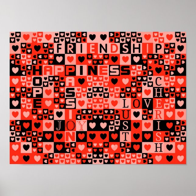 Hearts and Words Art Poster (Front)