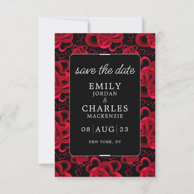 Hearts Aplenty Elegant Wedding Save The Date (Front)