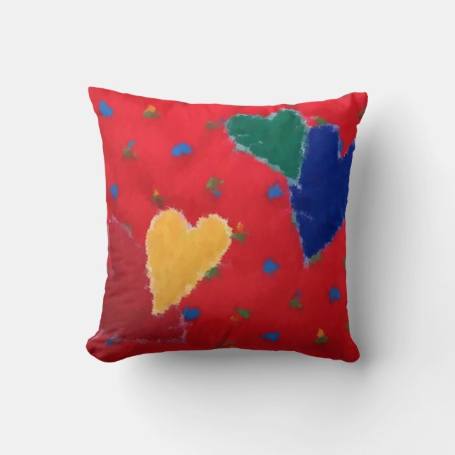 Hearts Applique Throw Pillow (Front)