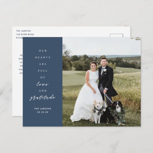 Hearts are Full Photo Wedding Thank You  Postcard