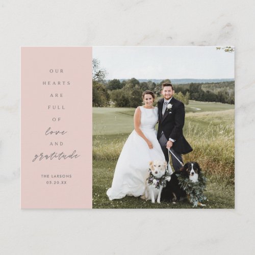Hearts are Full Photo Wedding Thank You  Postcard
