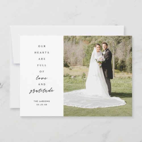 Hearts are Full Two Photo Wedding  Thank You Card