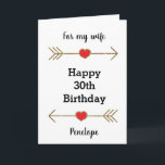 Hearts Arrows Red and Gold For My Wife Birthday Card<br><div class="desc">A red hearts and gold glitter arrows personalized wife birthday card for her,  which you can easily personalize with the birthday recipient's age and name. This would make a unique birthday card keepsake for her.</div>