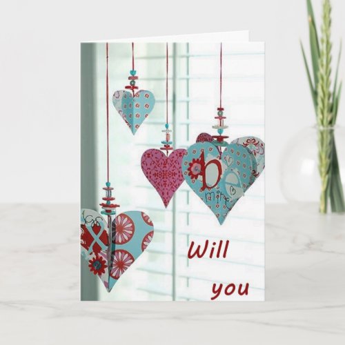 HEARTS ASK WILL U HANG OUT WITH ME VALENTINE HOLIDAY CARD
