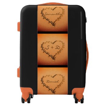 Hearts At The Beach Personalized Names Luggage by stdjura at Zazzle