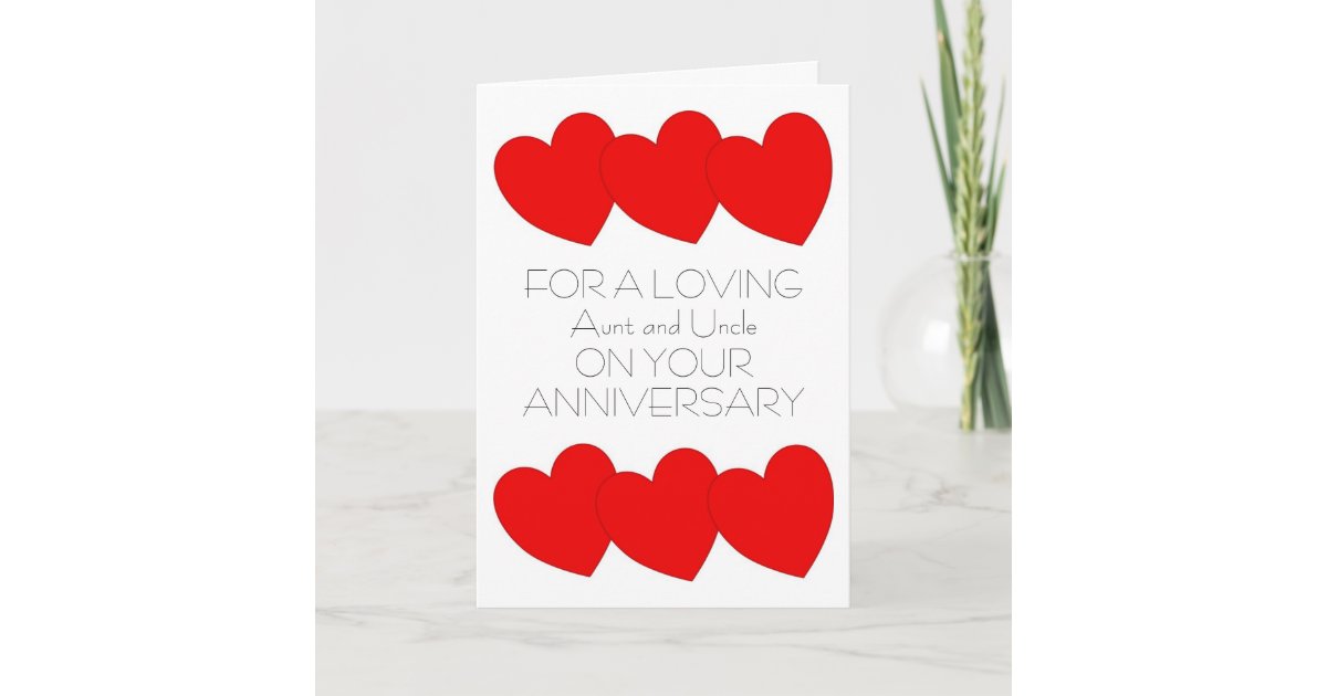 Hearts Aunt And Uncle Wedding Anniversary Card Zazzle.com
