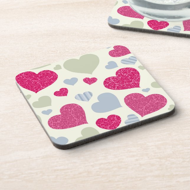 Hearts Background Beverage Coaster (Left Side)