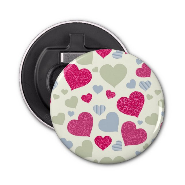 Hearts Background Bottle Opener (Front)