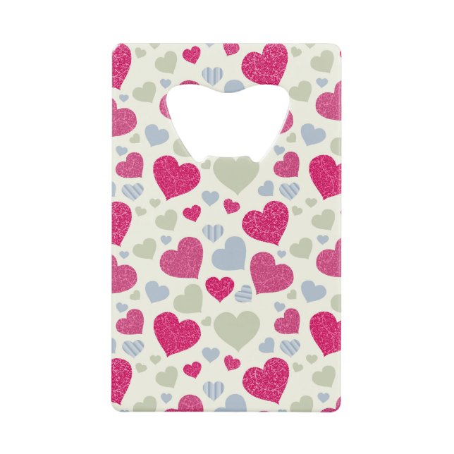Hearts Background Credit Card Bottle Opener (Front)