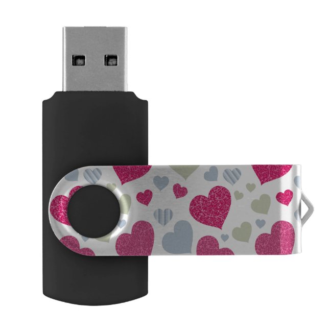 Hearts Background Flash Drive (Opened)