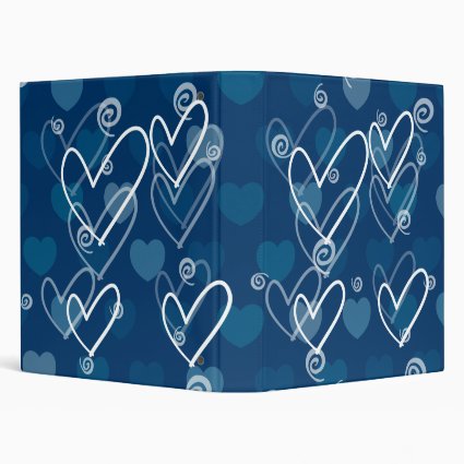Hearts background in blue, binder