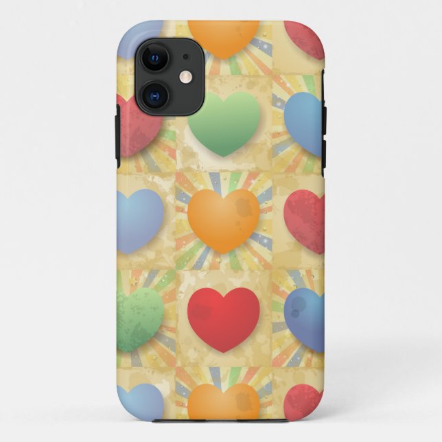 Hearts background, iPhone case (Back)