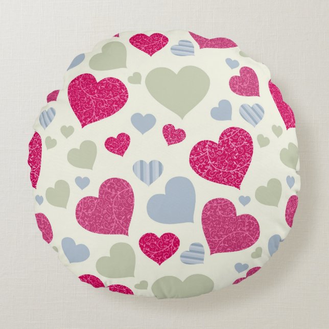 Hearts Background Round Pillow (Front)