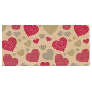 Hearts Background Wood USB Flash Drive