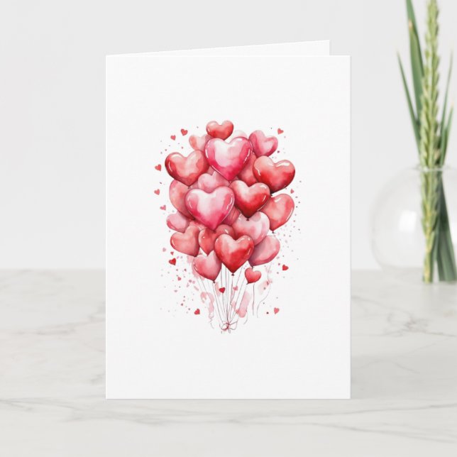 Hearts Balloon Romantic Love Minimalist Card (Front)