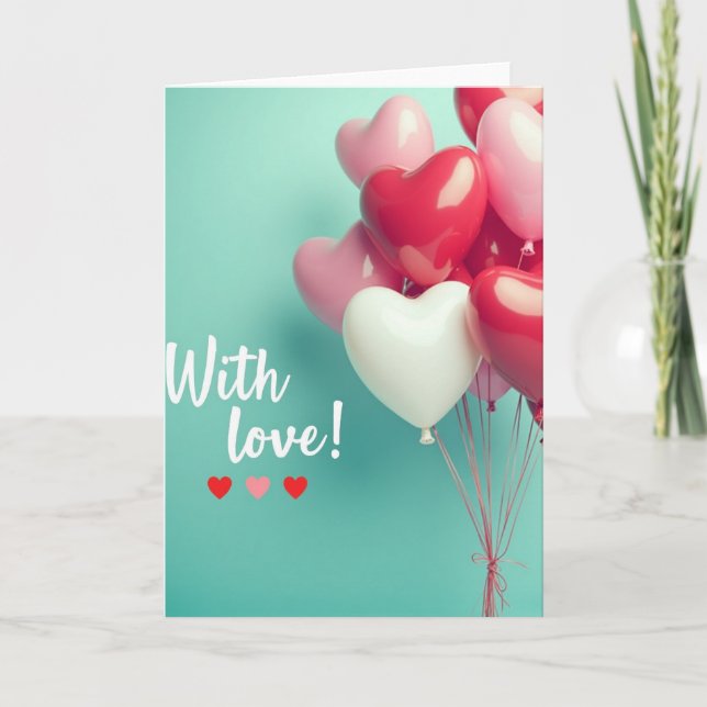 Hearts Balloons Love Card (Front)