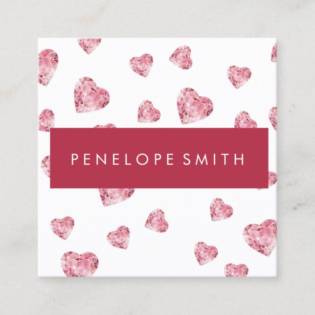 Hearts Beauty Makeup Artist Square Business Card (Front)