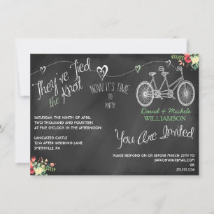Hearts & Bicycle Chalkboard Post Wedding Invite
