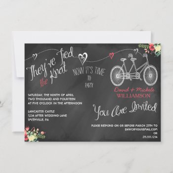 Hearts & Bicycle Chalkboard Post Wedding Invite by PetitePaperie at Zazzle