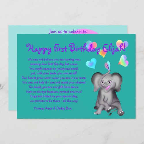 Hearts Birthday Invite by The Happy Juul Company