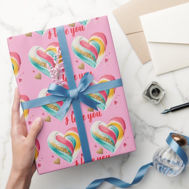hearts birthday valentine's anniversary   wrapping paper (Gifting)