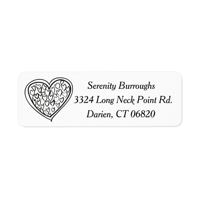 Hearts Black And White Love - Wedding, Engagement Label (Front)
