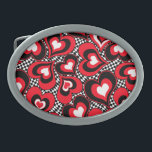 Hearts, black, red and white . belt buckle<br><div class="desc">Hearts,  black,  red and white,  heart,  white,  red,  Valentine's day,  love,  holiday design, holiday,  checkered background,  black and white, </div>