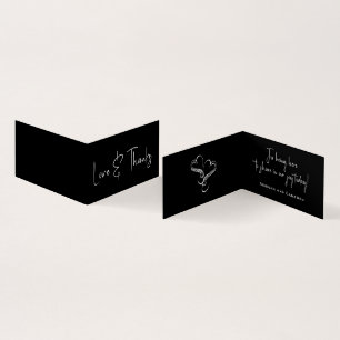 Hearts Black Wedding Small Thank You Favor Cards