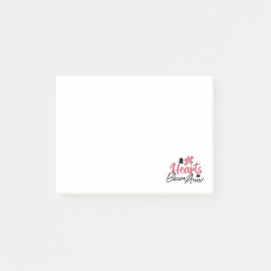 Hearts Bloom Anew - Inspirational Floral Quote Post-it Notes