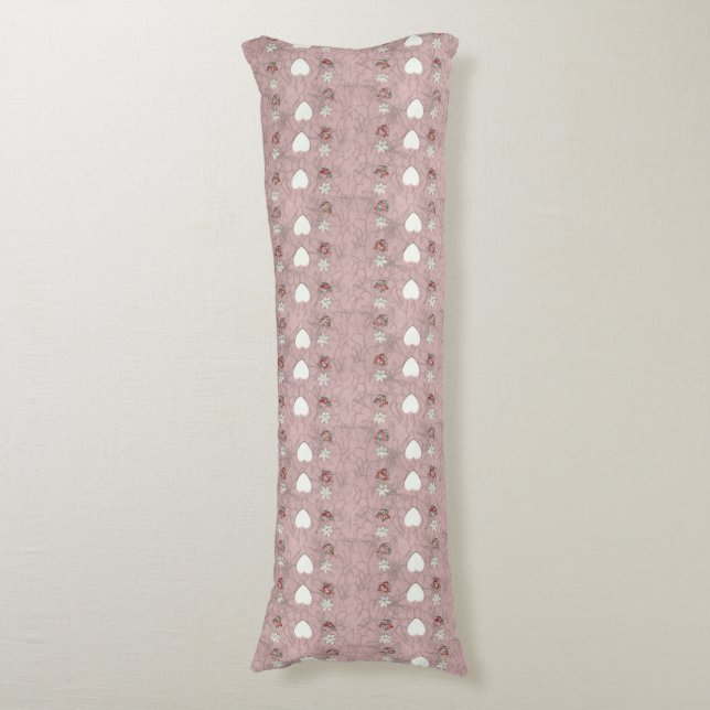 Hearts & Blossoms Body Pillow (Front Vertical)