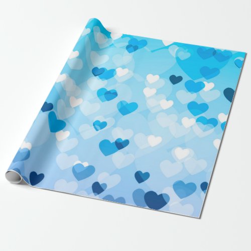 Hearts _ Blue Bokeh Hearts Wrapping Paper