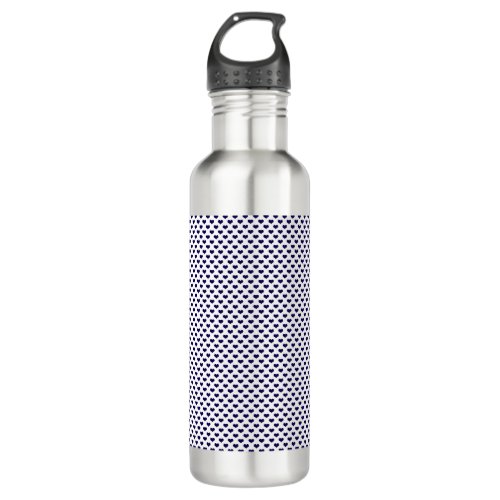 Hearts Blue Pattern White Background Stainless Steel Water Bottle