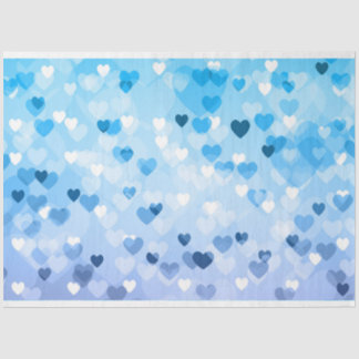 Hearts - Bokeh Blue Hearts Tissue Paper