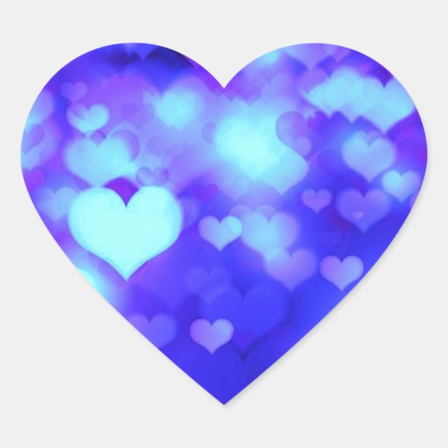 Hearts Bokeh Light Background blue Heart Sticker (Front)