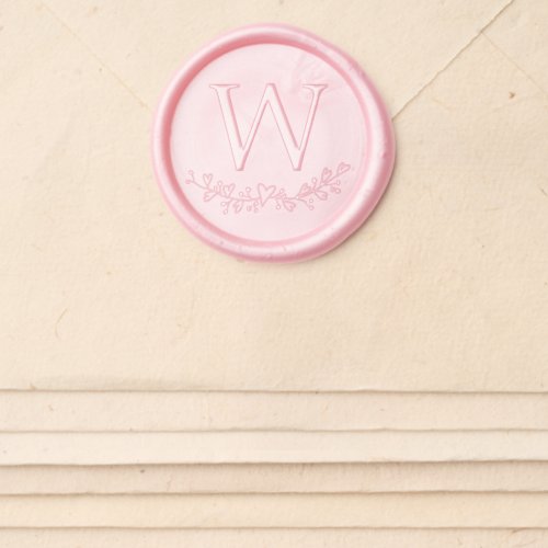 Hearts Botanical Garland Monogram Bridal Shower Wax Seal Sticker