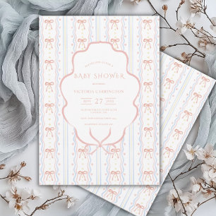 Hearts & Bows Vintage Baby Shower Invitation