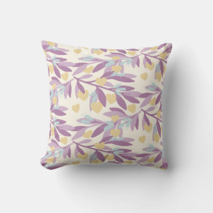 Hearts Branches Valentine Flowers Love Pattern Throw Pillow