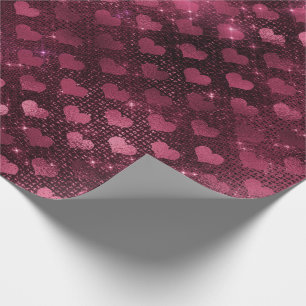 Hearts Bridal Marsala Glitter Burgundy Glam Wrapping Paper