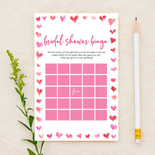Hearts Bridal Shower Bingo Bridal Shower Game Stationery