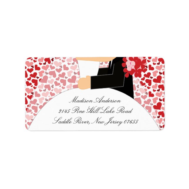 Hearts Bride & Groom Return Address Label (Front)