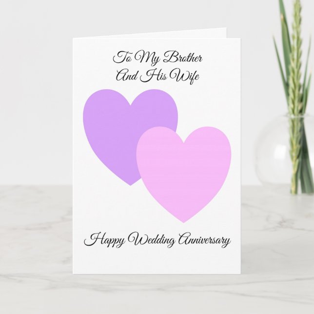 Hearts Brother And Wife Personalised Anniversary Card (Front)