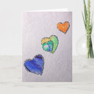 Hearts & Bubble Art & Handmade, Recycled Paper Holiday Card