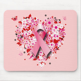 HEARTS, BUTTERFLIES AND PINK RIBBON MOUSE PAD